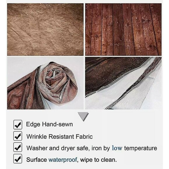 NEW Allenjoy Photography backdrop 5x7 ft. Fabric - Brown Wall w/ Wood Floor - Picture 2 of 5